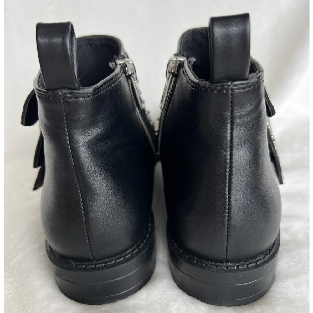 H&M Divided Black Studded Triple Buckle Ankle Boots Wm 5.5 EUR 36 EUC Punk Moto - Picture 7 of 13